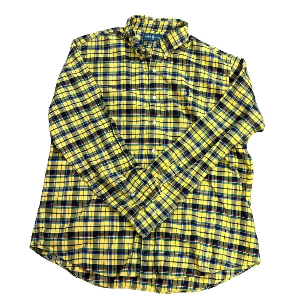 Polo Ralph Lauren Plaid Button Down Shirt Yellow XL